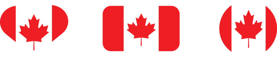 Obraz premium Canada flag heart, circle and square shape on isolated transparent background 