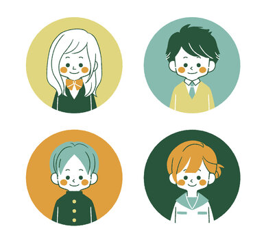 制服姿の学生達のアイコン