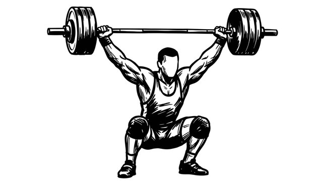 Weightlifter Snatch Overhead Squat Vector Illustration