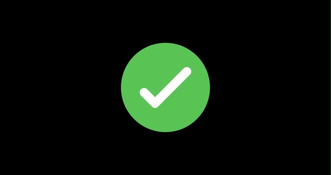 Green checkmark animation: success, approval, confirmation, done, yes, go signal
