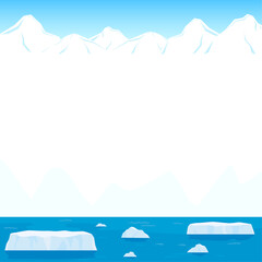 北極の流氷と雪山のフレーム_正方形 © Peco