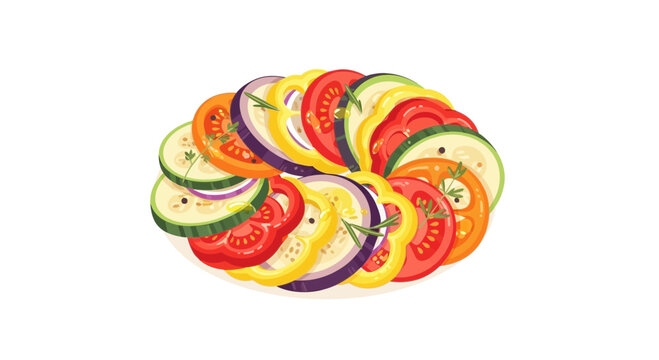 Fresh Ratatouille Vegetables Sliced Arrangement