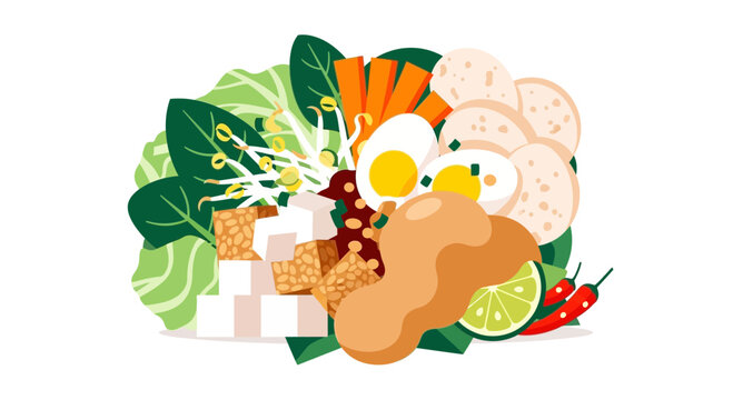 Gado Gado Indonesian Salad with Peanut Sauce Illustration