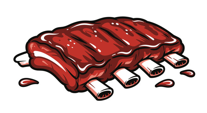 Grilled Barbecue Pork Ribs Illustration