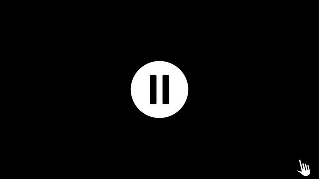Mouse Cursor Clicks Play Button Transition, Play and pause button icon animation with mouse cursor clicking. 4K video
