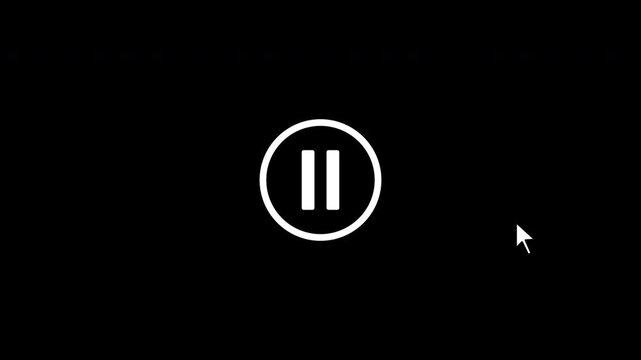 Play and pause button animation with mouse cursor click, Click pause and click play animation. 4K video alpha channel