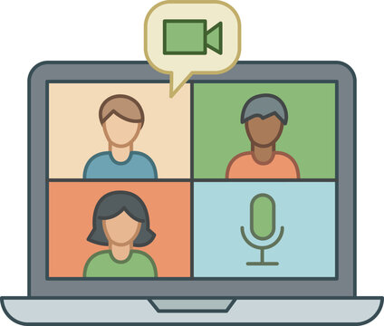 Video conference meeting icon remote work communication vector illustration