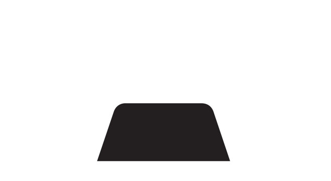 Minimalist black trapezoid shape isolated on a clean white background.