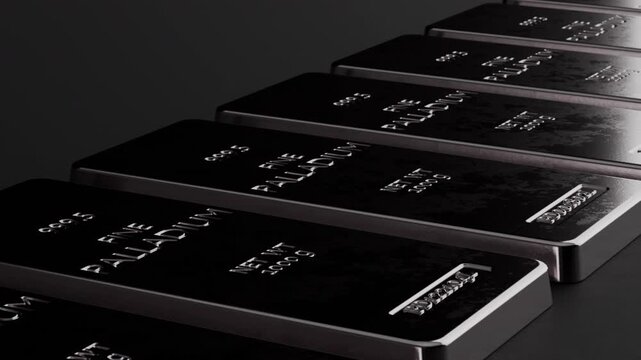 Detailed palladium bullion animation for commodity markets, mining industries and financial presentations. Seamless loop animation with premium metallic visuals. Part of collection.