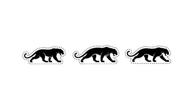 Black Panther Walking Silhouette Sequence Illustration.