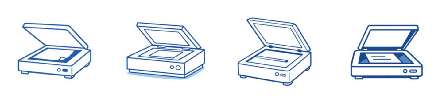 Vector line art icon scanner. Vector, illustration, minimalist, flat, icon, icon set, line art