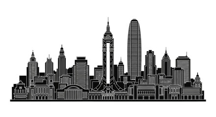 Obraz premium Modern City Skyline Silhouette Illustration for Urban Design