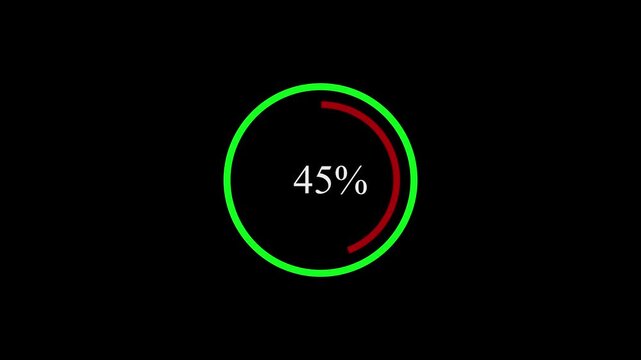 Battery charging animation green circle 22 percent level progress indicator percentage