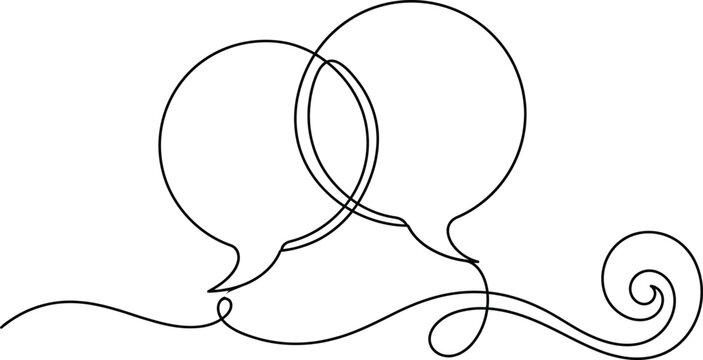 speech bubbles conversation icon with outlined circles and flowing tail curls for communication design