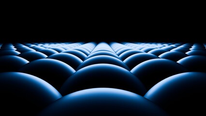 Blue Futuristic Neon Spheres Forming Abstract Horizon Technology Background © michnik101