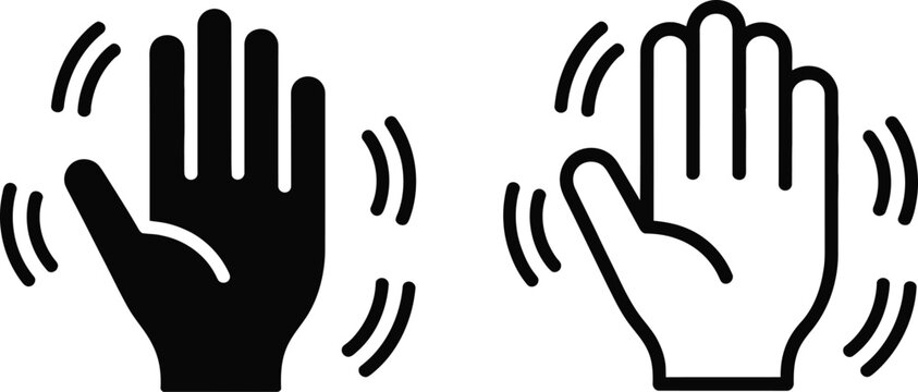 hands clapping with sound waves illustration featuring black, white, vector with graphic and design elements