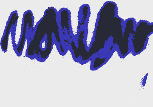 Abstract textured brushstroke, grunge background with aerosol paint spray. Thick scribble line with grain noise effect. Graffiti brush stroke, blur noisy liquid, street art. Flat vector illustration