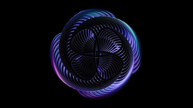 Purple Blue Geometric Orbital Loops With Futuristic Abstract Technology Design