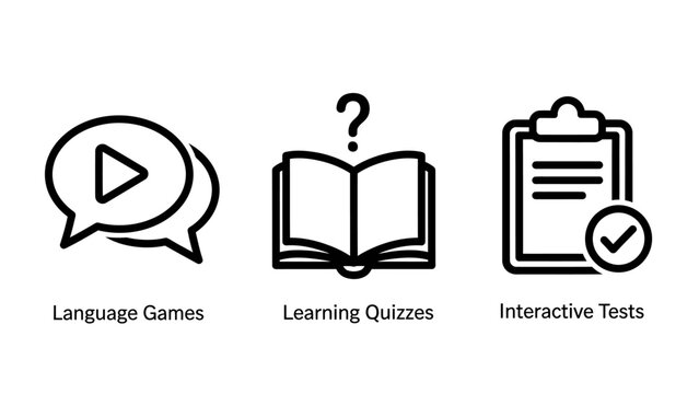 Education and interactive learning assessment icons set with e learning education learning language interactive academic clipboard checkbox question assessment knowledge training classroom