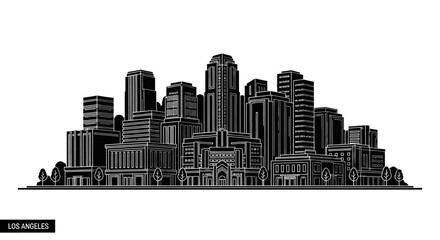 Naklejka premium Los Angeles city skyline silhouette graphic illustration