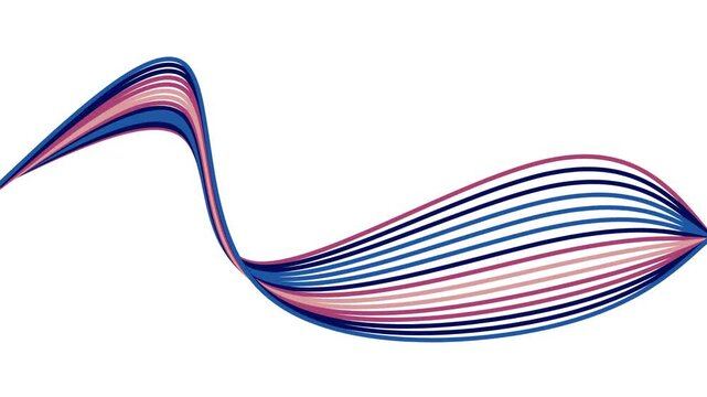 Slow moving line wave paths on a white background - illustrated animation