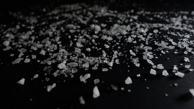 50p wide angle macro slider shot across illuminated salt crystals.