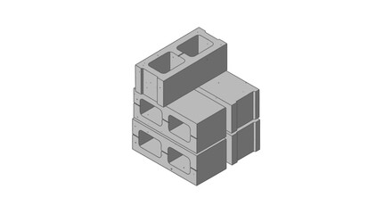 Fototapeta premium Three Hollow Concrete Blocks in Stacked Formation.