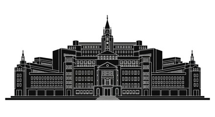 Obraz premium Swansea Guildhall landmark silhouette, iconic municipal architecture