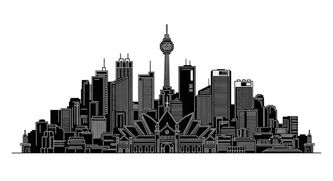 Dallas City Skyline Silhouette with Iconic Reunion Tower