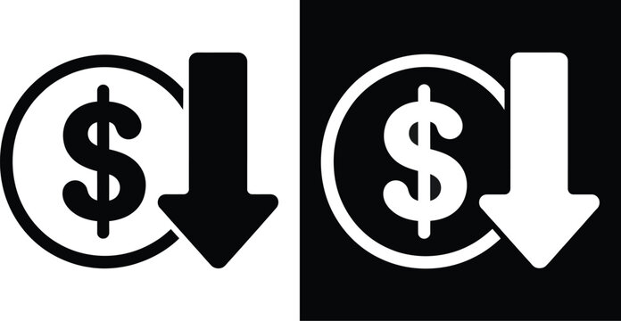 Cost Savings Icon Dollar Decrease Symbol Illustration for Financial Reduction Expense Management Budget Optimization and Money Saving Concept UI Design