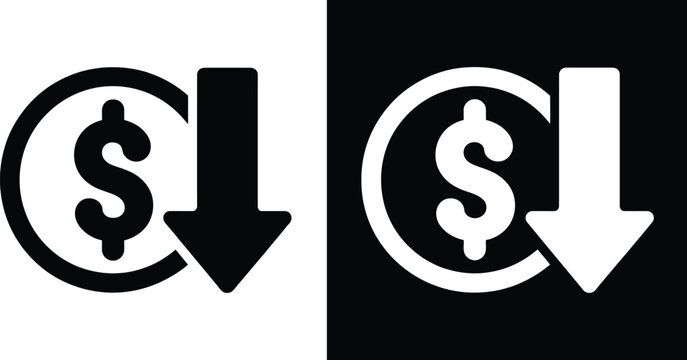 Cost Savings Icon Dollar Decrease Symbol Illustration for Financial Reduction Expense Management Budget Optimization and Money Saving Concept UI Design