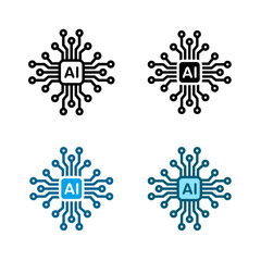 Obraz premium AI Circuit Processor Icon Collection Vector, Artificial Intelligence Technology Symbols