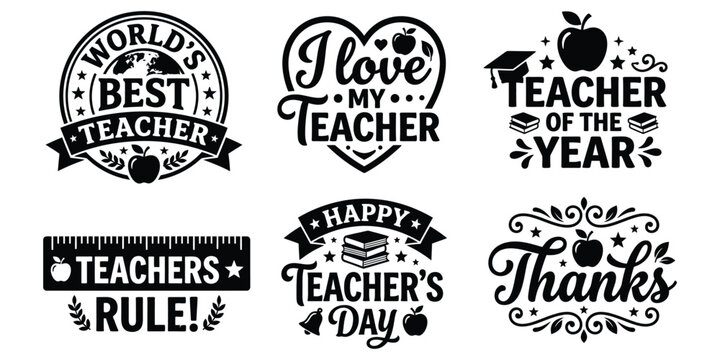 Teacher appreciation collection black and white vector designs for educators