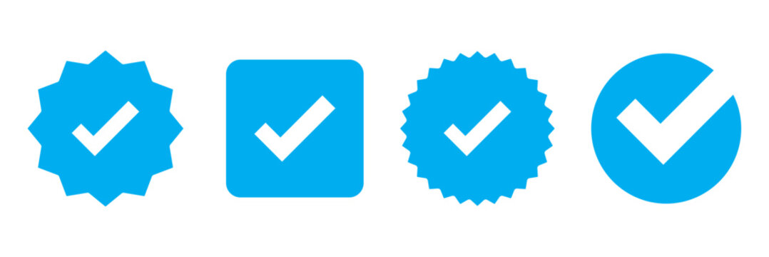 Checkmark icon. Verified checkmark icon set. Vector illustration. verified icon logo design. verification check mark. approved icon. Checkmark Tick Symbol for Approval, Verified Success Badge.