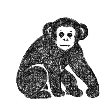 Sketch chimpanzee icon design