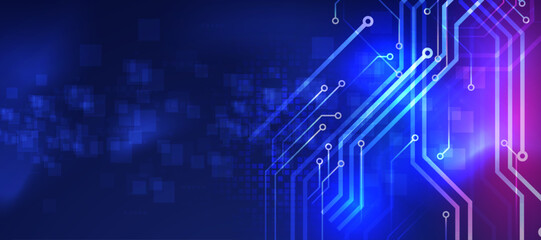 Obraz premium Cyber security concept featuring digital circuit board patterns and glowing light falling data lines.