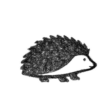 Sketch black and white hedgehog icon design