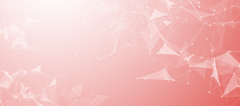 Red soft plexus network connection background with abstract geometric shapes and subtle particles.