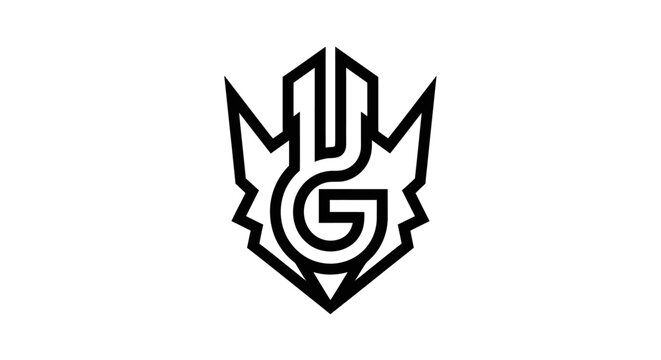 Bold black emblem with stylized letters "M", "O", "L", "G" forming a shield-like shape