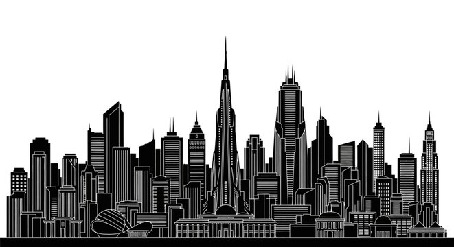 Dubai Skyline Silhouette Vector Illustration