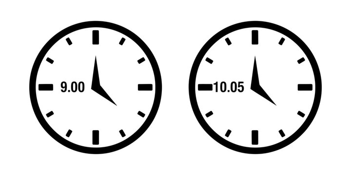 Quick time passage illustration clocks showing 9 00 and 10 05