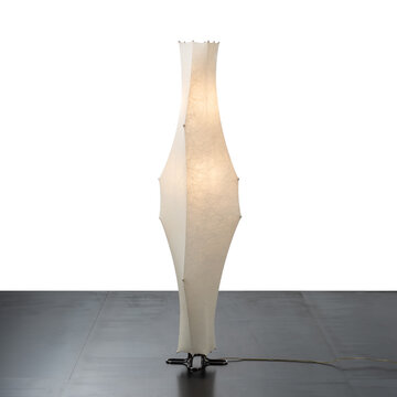 ghost floor lamp by Afra and Tobia Scarpa for Flos, made with a white "cocoon" resin coating on a metal structure. Udine, Italy, November 20, 2025