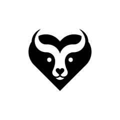 Heart-shaped graphic combining husky face with animal features © yan