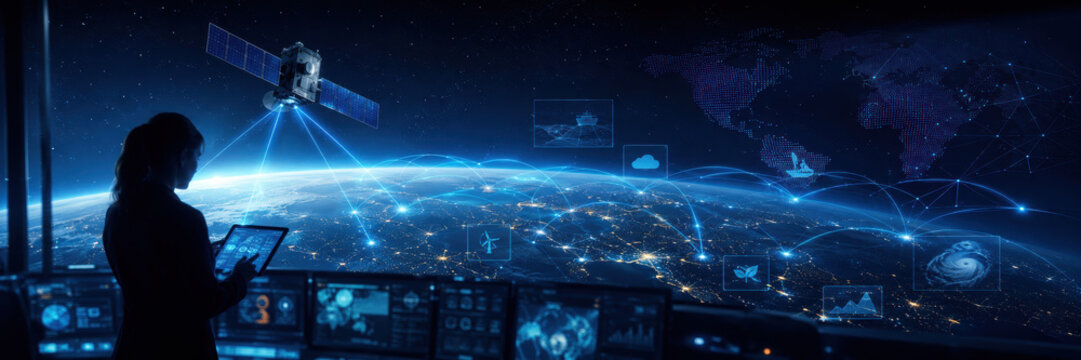 Space defense satellite network monitoring with global Earth observation