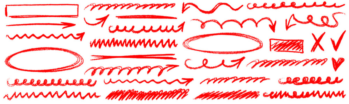 Bold underline in chalk texture with arrow marks, brush paint effect and crayon scribble grain, hand drawn line art, expressive handdrawn look. Underline, chalk, arrow twice.