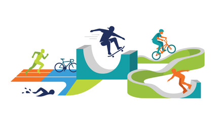 Obraz premium Diverse Sports Activities and Athletes in Dynamic Motion Vector