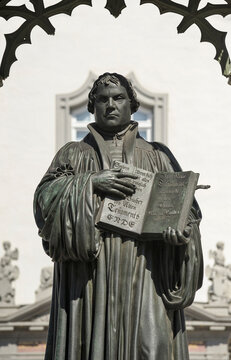 Germany, Lutherstadt Wittenberg, monument of Martin Luther