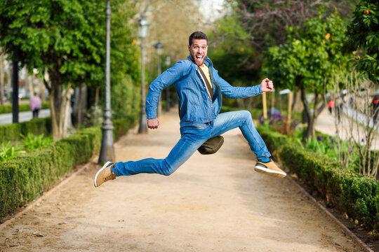Young man jumping
