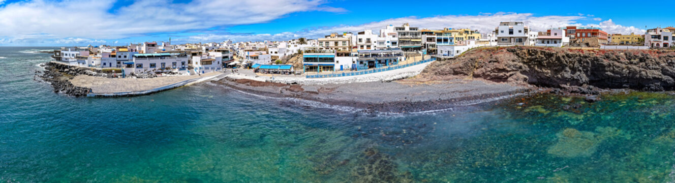 Aerial View of the Traditional Coastal Village of El Cotillo and its Rugged Shoreline, Fuerteventura