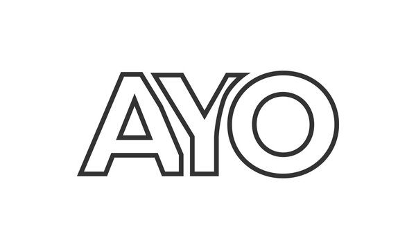 AYO logo design template with strong and modern bold text. Initial based vector logotype featuring simple and minimal typography. Trendy company identity.